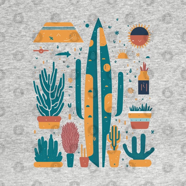 Bohemian Style Floral Cactus- boho Cactus - Minimal Design by ElMass